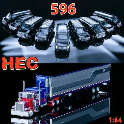 596 1:64 HEC Exhibition Edition Presidential Car Set Security Team in stock Real picture Alloy die-cast simulation car model