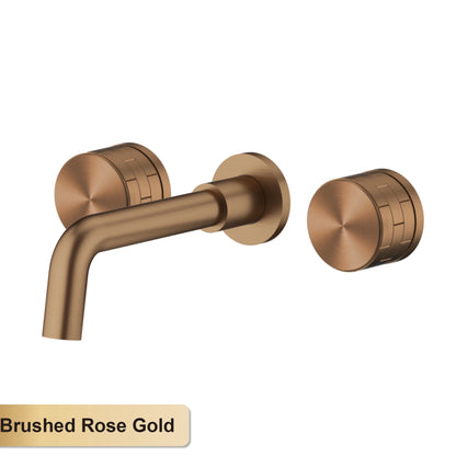 Luxury Black Bathroom Concealed Faucet Wall-Mounted Design, Double Handle, 3-Hole Cold and Hot Dual-Control Brass Basin Tap