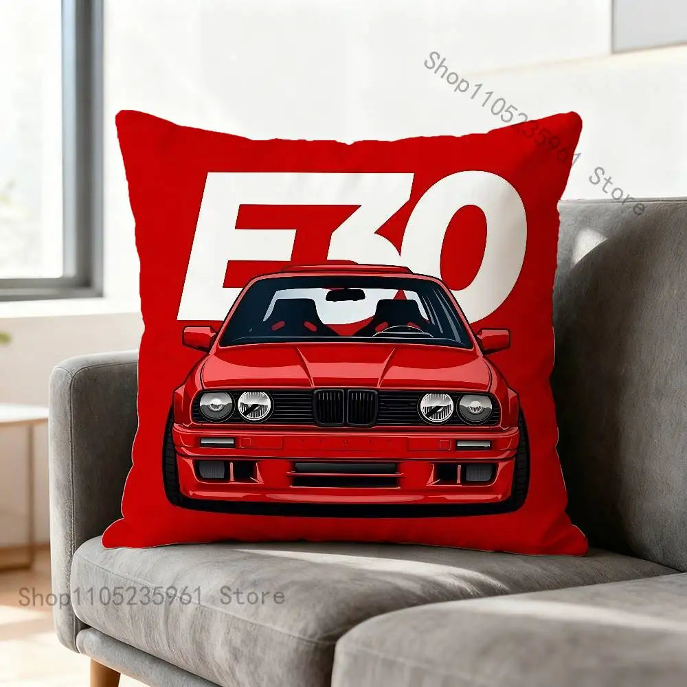 Black White E-E36 Car Pillow Cases for Bedroom Living Room Sofa Home Decor Polyester Cushion Cover with Zipper