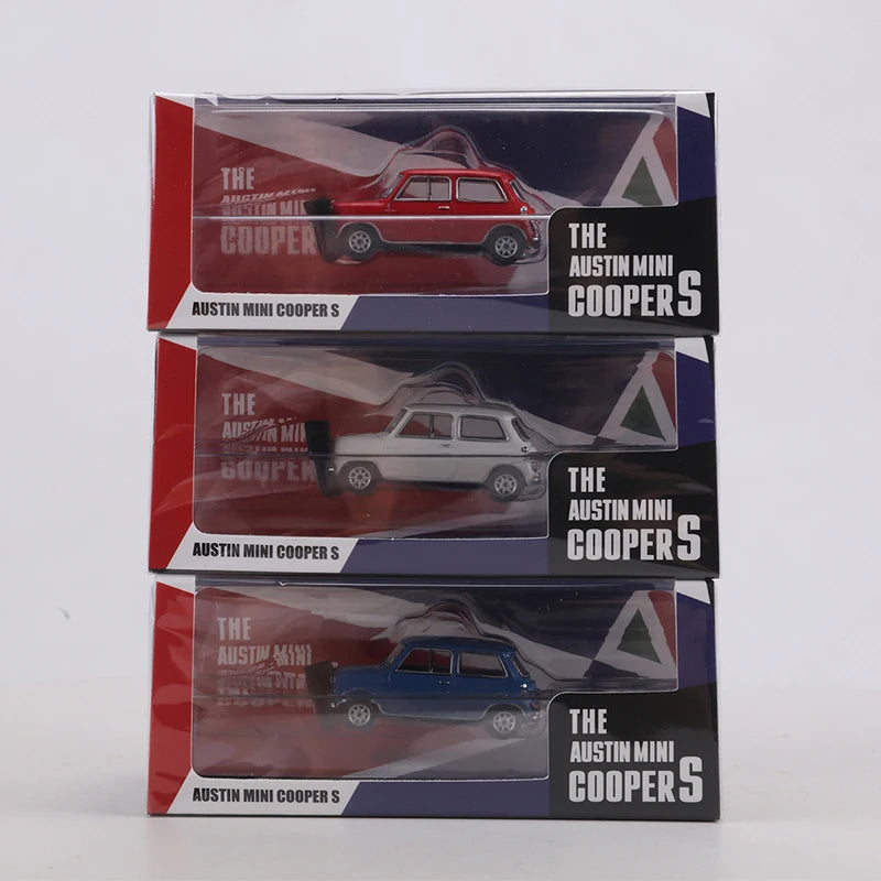 GCD 1:64 Austin Mini Cooper S White/Blue/Red Alloy Model Car
