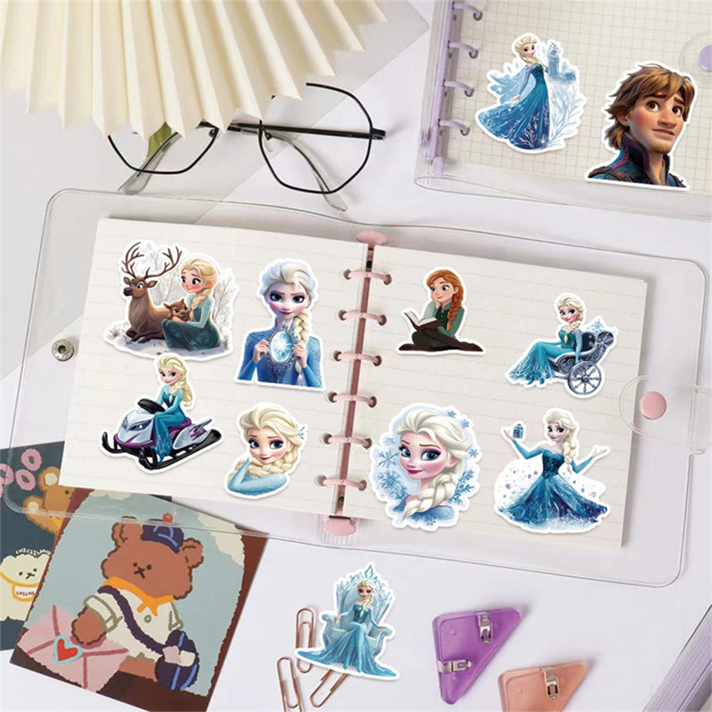•50pcs Cartoon Elsa Stickers Princess Anna Cute Decal Laptop Phone Fridge Suitcase Diary Scrapbooking Sticker