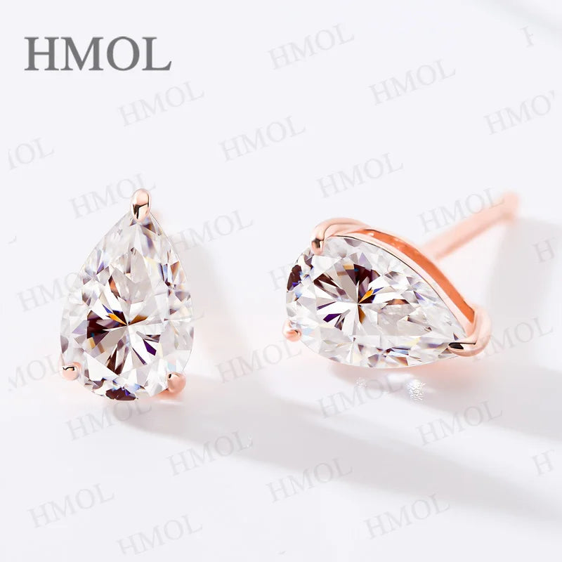 Lab Beads Stud Earring Moissanite 925 Silver Earrings 0.5/1/2/3Carat Pear Cut Water Drop Shape GRA Certificates For Women Party