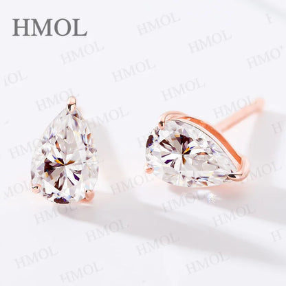 Lab Beads Stud Earring Moissanite 925 Silver Earrings 0.5/1/2/3Carat Pear Cut Water Drop Shape GRA Certificates For Women Party