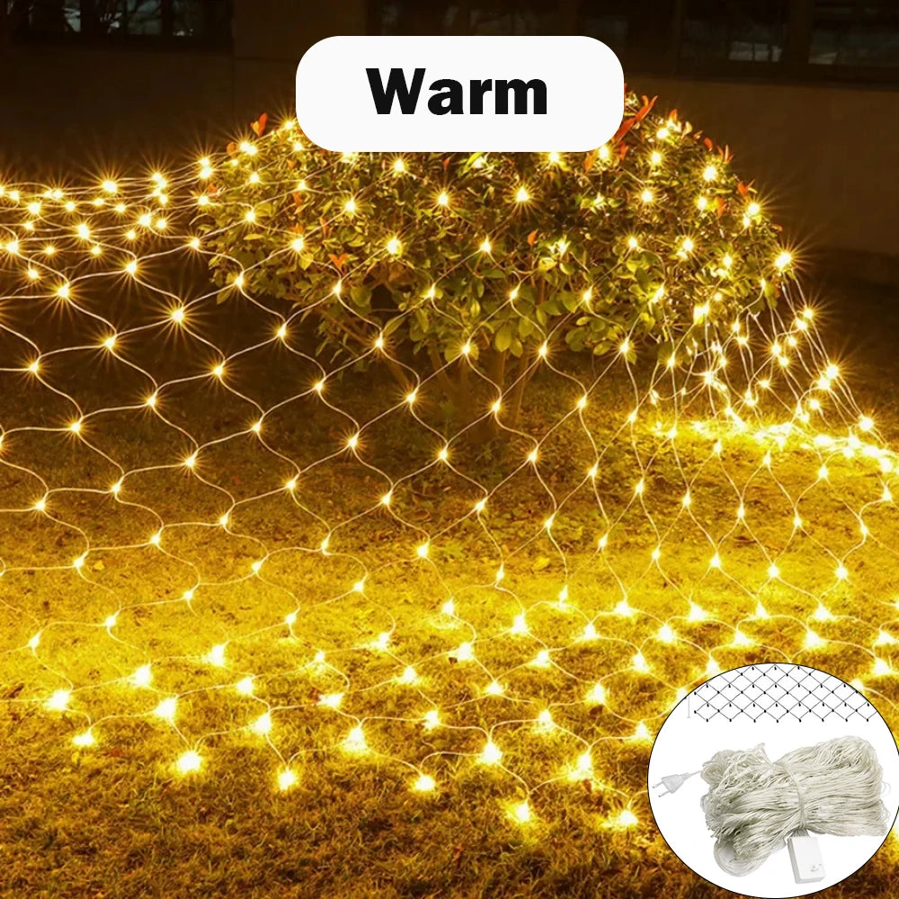 1.5x1.5M 3x2M 6x4M 8x10M LED Net Mesh Fairy String Light with Plug Outdoor Garden Wedding Decoration Home  LED Curtain Light