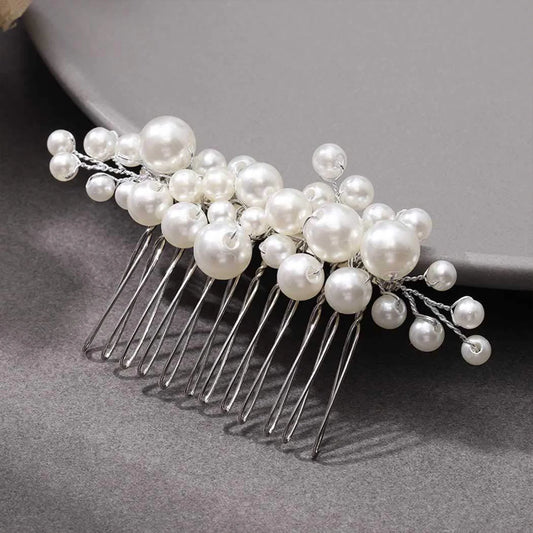 Freshwater Pearls Hair Combs Wedding Bridal Jewelry Hair Accessories Hair Clip Silver Color Headpiece Pearl Comb for Women Jewel