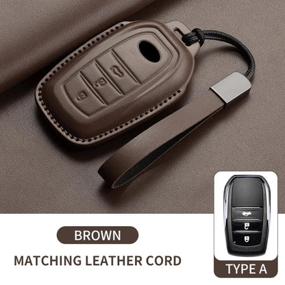 New Leather Car Remote Key Case Cover Shell For Toyota Prius Camry Corolla Avalon CHR RAV4 Land Cruiser Prado Keyless Key Fob