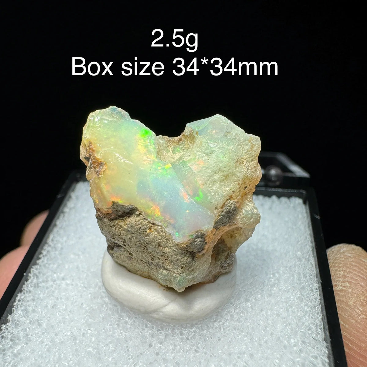 Natural Rare Colorful Ethiopia Opal (No Need Water) Gem Mineral Specimen Box Size:34X34mm (Need Lighting) Sunlight Best