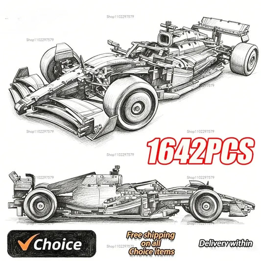 New 1:8 Scale 67CM Technology 1432/1642PCS Performance Race Car Speed Champions Detailed Building Blocks Car Model Vehicles Toys