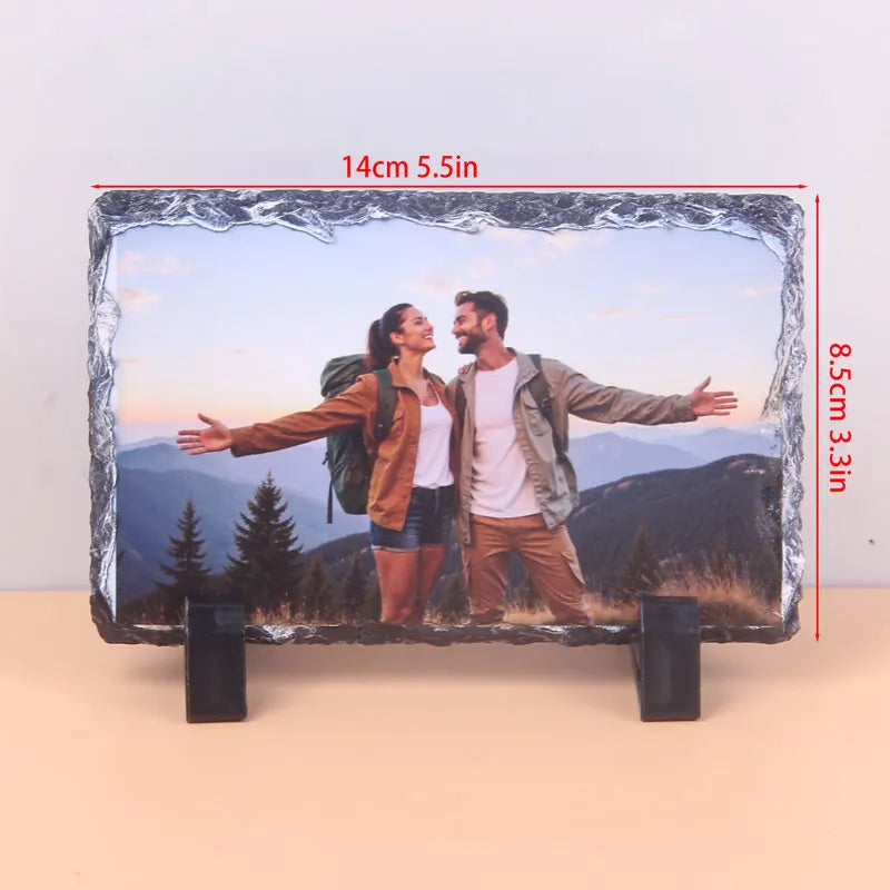 1 Pc Personalized Sublimation Slate Blank-Rectangular Heat Transfer Photo Frame with Display Stand & Heat Tape for DIY Projects