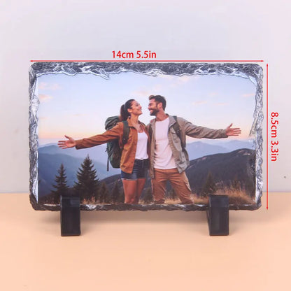 1 Pc Personalized Sublimation Slate Blank-Rectangular Heat Transfer Photo Frame with Display Stand & Heat Tape for DIY Projects