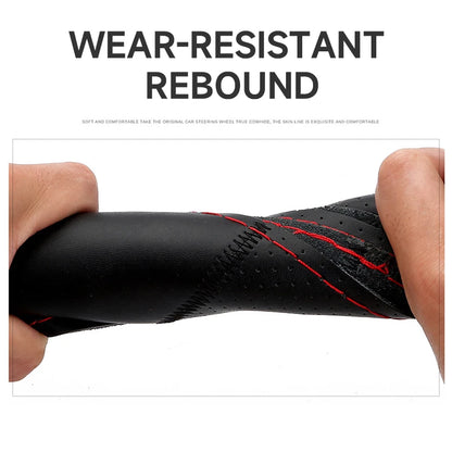 SEAMETAL 100% Genuine Leather Steering Wheel Cover Breathable Wear-Resistant Braid Car Steer Wheel Cover Universal for 37-39cm