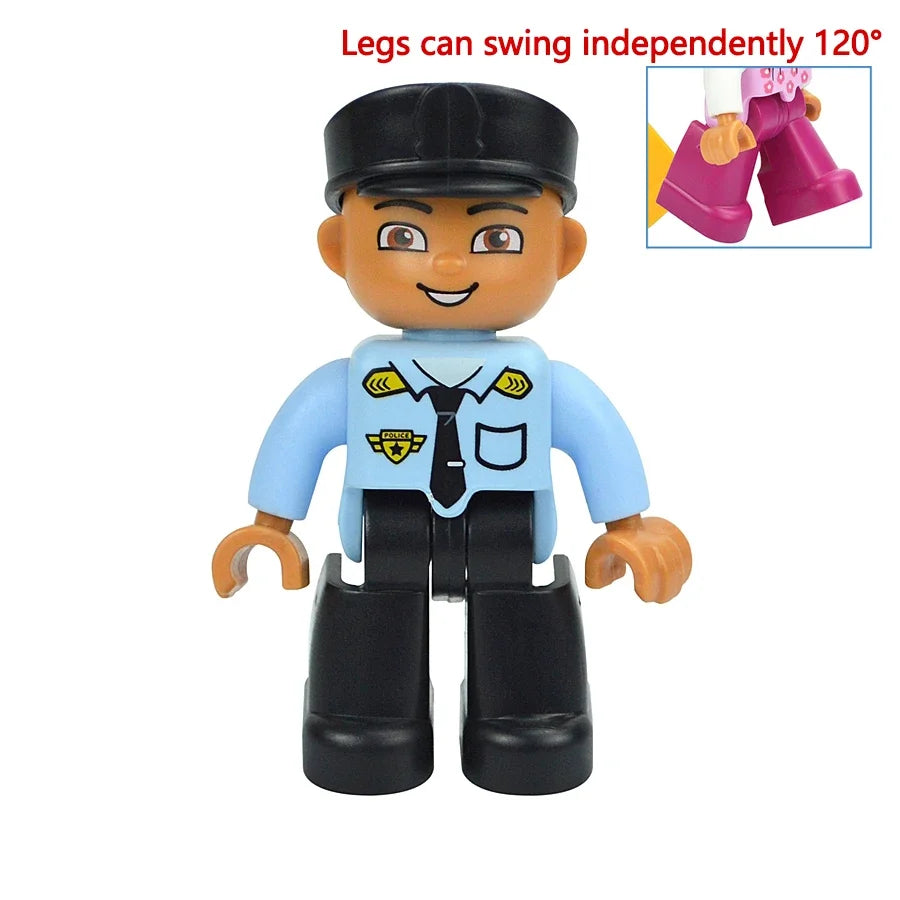 Figures Dolls Big Size Building Blocks Family Action Workers Doctor Police Farmer Compatible Large Bricks Duploes Kid Toys