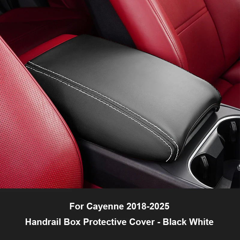 For Porsche Cayenne 2018-2025 Macan 2014-2025  PU Leather Car Armrest Box Protector Cover Central Control Interior Accessories
