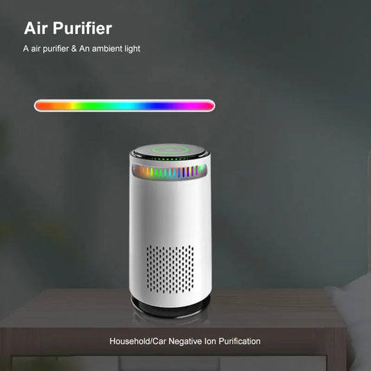 Portable Car Air Purifier Negative Ion & HEPA Filter Low Noise DeodorizerDust Smoke Removal Compact Design for Car Home Use
