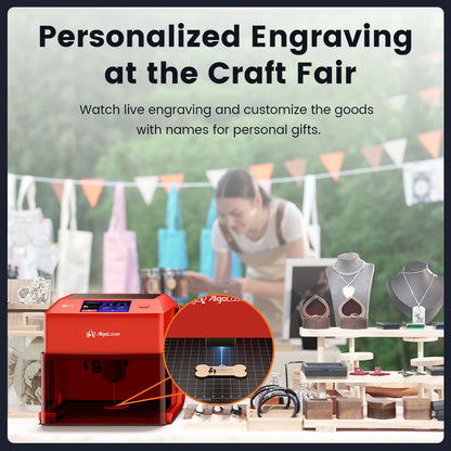 AlgoLaser PIXI Mini Portable Laser Engraver with Touch Screen Smart Class 1 Laser Engraver Machine for Business DIY Logo Dog Tag