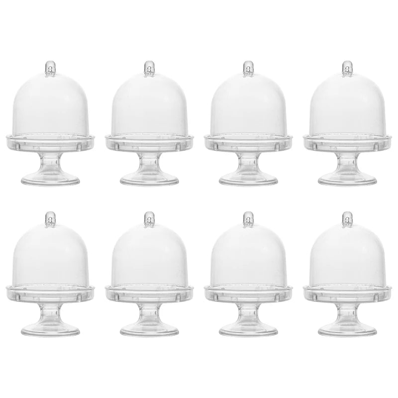 5/20Pcs Mini Candy Cupcake Stand Holder with Clear Lid Chocolate Dessert Display Tray Wedding Kids Birthday Party Decor Supplies