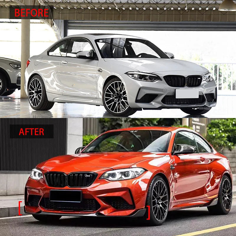 3pcs 2015 To 2021 For BMW F87 M2 CS Coupe MP Style Front Bumper Lip Diffuser Spoiler Lip Bumper Guard Splitter Body Kit