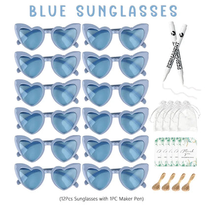 12-100Pcs Wedding Sunglasses for Guests Heart Shaped Sunglasses Bachelorette Party Glasses Bridal Shower Party Favors Photo Prop