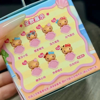 new Hello Kitty hipper Blind Box Go To Beach Series Cute Lying Figure Phone Case Sticker Collectible Trendy Toy Desk Decor gift