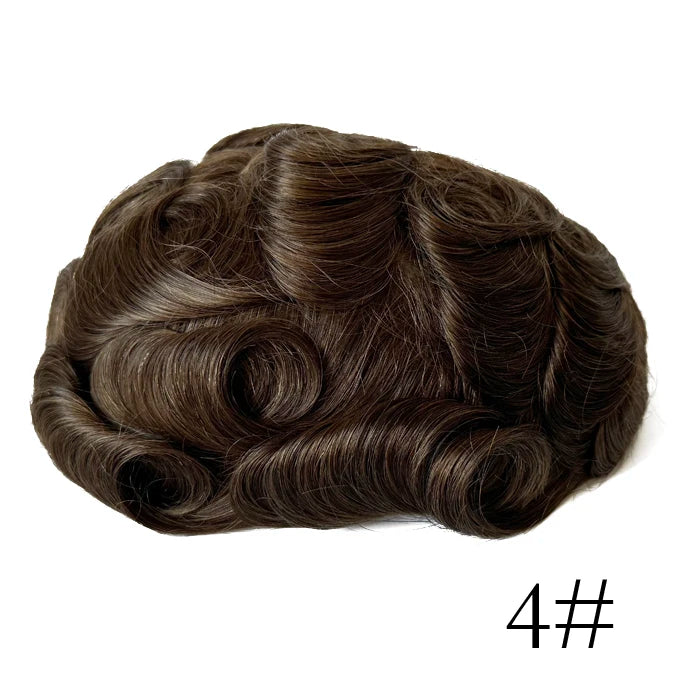 0.08mm Thickness PU Poly Base Double Knotted Toupee Human Hair Durable Time Long Lifespan Men's Capillary Prothesis