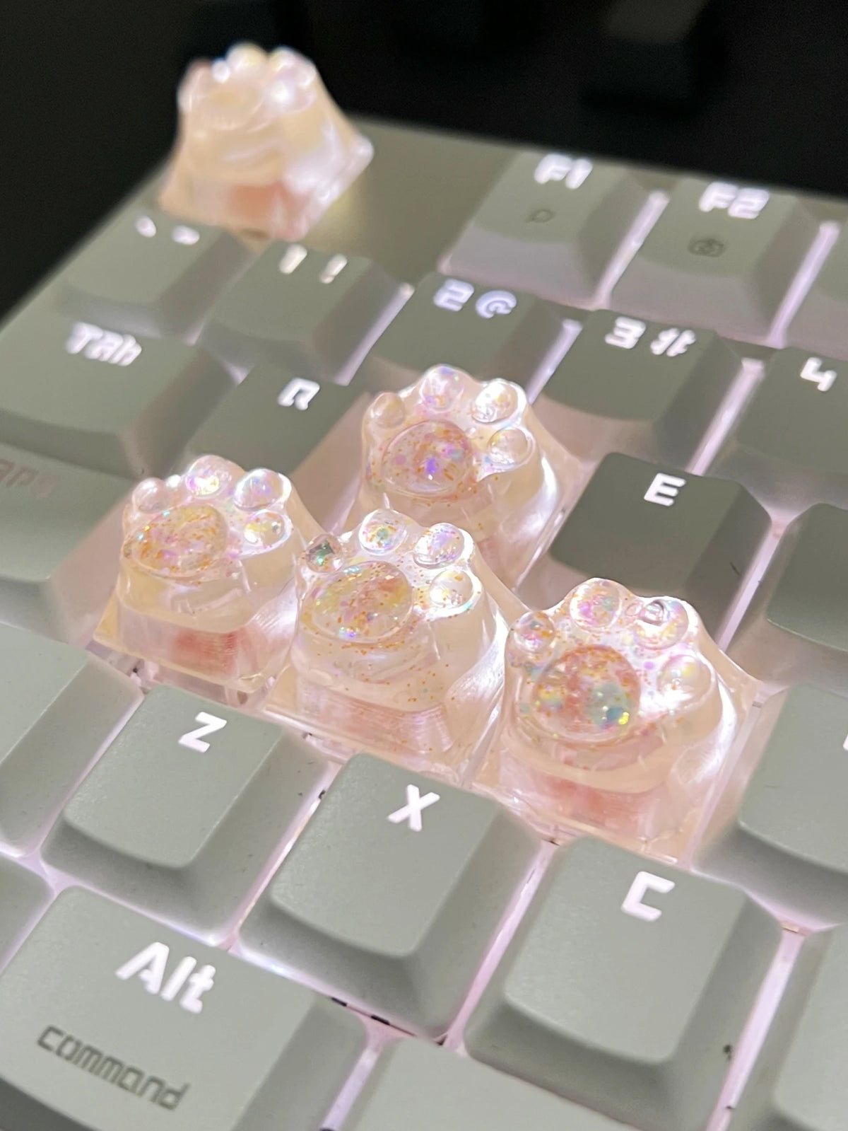4Pcs New Hot Sale Translucent Cat Claw Keycap Cross Axis Mechanical Keyboard Keycap Decoration
