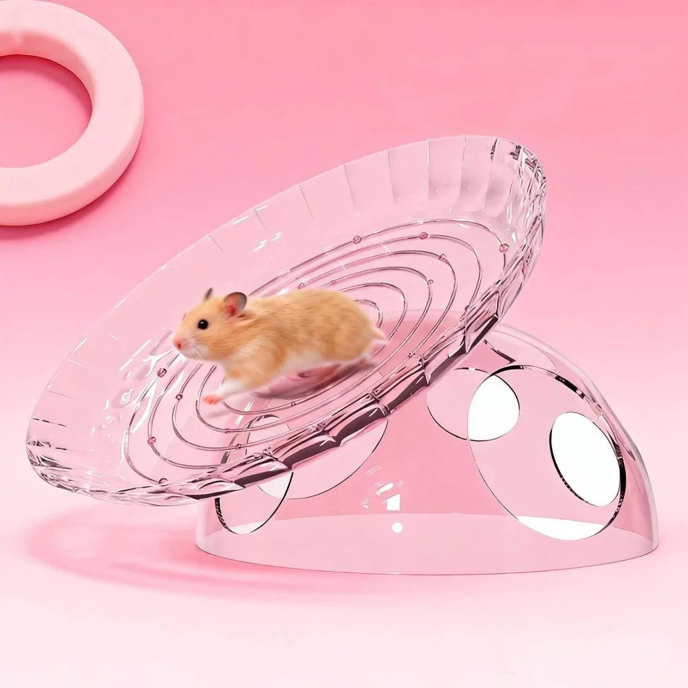 Non Slip Hamster Running Wheel Plastic Silent Hamster Exercise Wheel Wear-resistant Transparent Spinner Running Disc