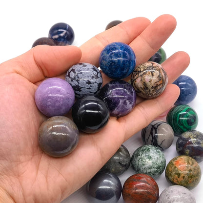 25mm Natural Stone Sphere Healing Crystal Magic Ball Amethyst Rose Quartz feng shui Collectibles energy balance Home Decor
