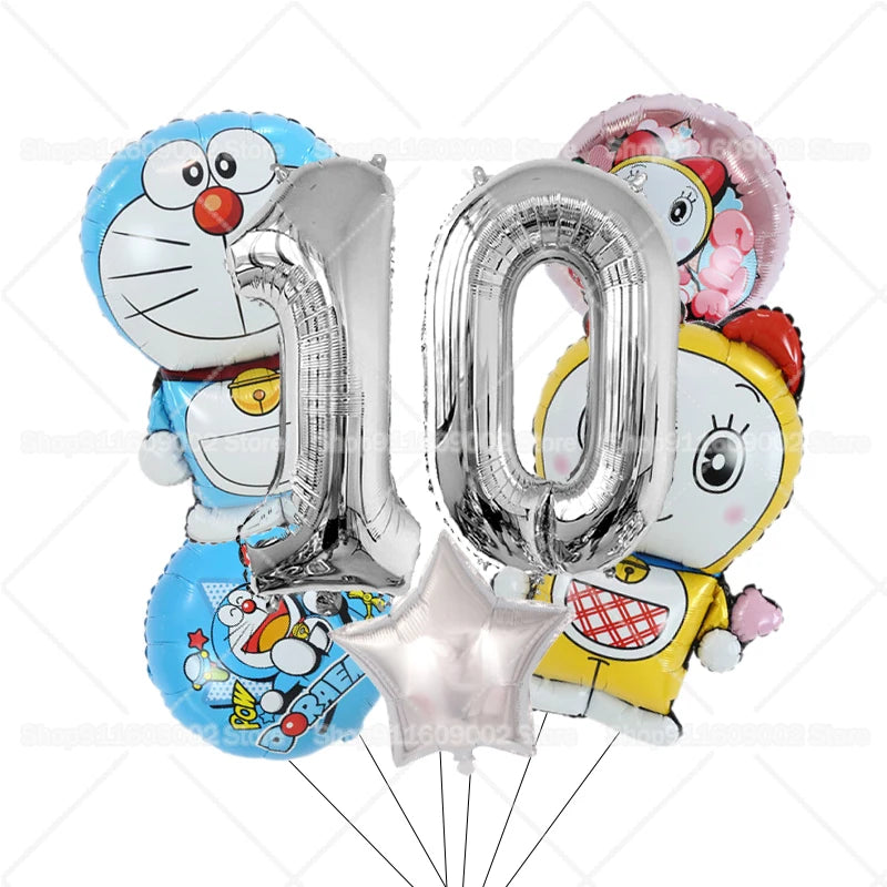 Doraemons Number 1-10 Balloons Girls Boys Birthday Decorations Baby Shower Gender Reveal Balloon Party Supplies Kids Toys Gift