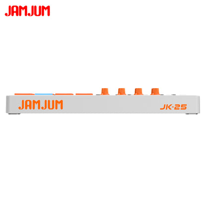 JAMJUM 25 KEY Midi Keyboard with A Wireless Midi Receiver Customized 8 RGB Backlit Pad Compact Portable Rechargeable Battery