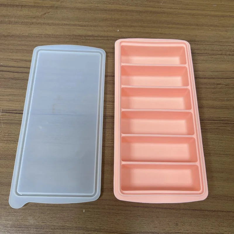Silicone Ice Mold A box Of Six Bars With A Lid Ice Tray Home Long Tumbler Kitchen Ice Model Juice Mixers Ice-cream Use Dessert