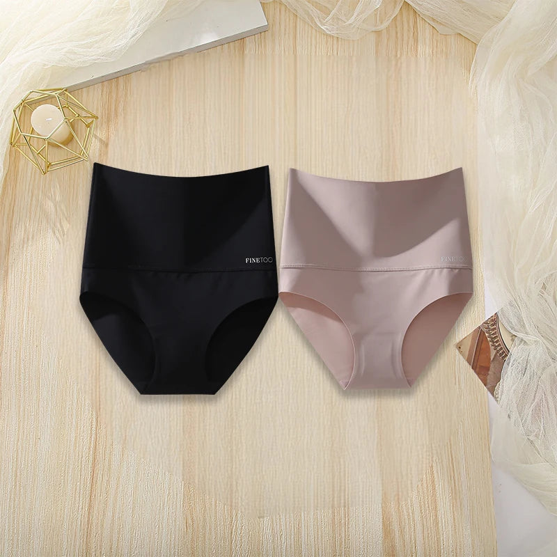 2Pcs/Set High Waist Panties Women Body Slimming Underwear Breathable Comfortable Briefs Solid Briefs  Breathable Lingerie