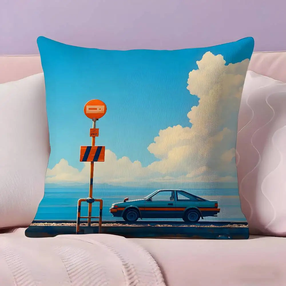 Classic retro car AE86 Pillow Case Pillowcase Ultra Soft Skin Friendly Fabric Cloud Like Comfort & Concealed Zipper