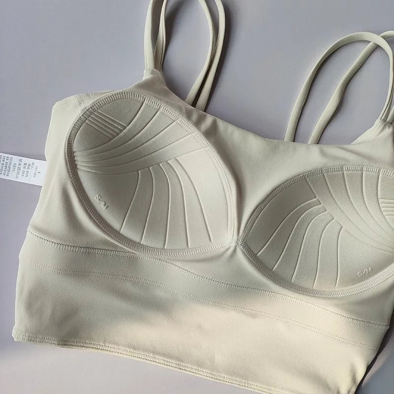 Women's Seamless Sports Bra Breathable Fitness Crop Top Beautiful Back Push-Up Yoga Tank Bra Slim Elastic Gym Vest