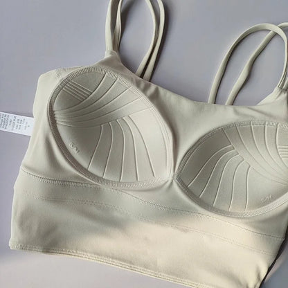 Women's Seamless Sports Bra Breathable Fitness Crop Top Beautiful Back Push-Up Yoga Tank Bra Slim Elastic Gym Vest