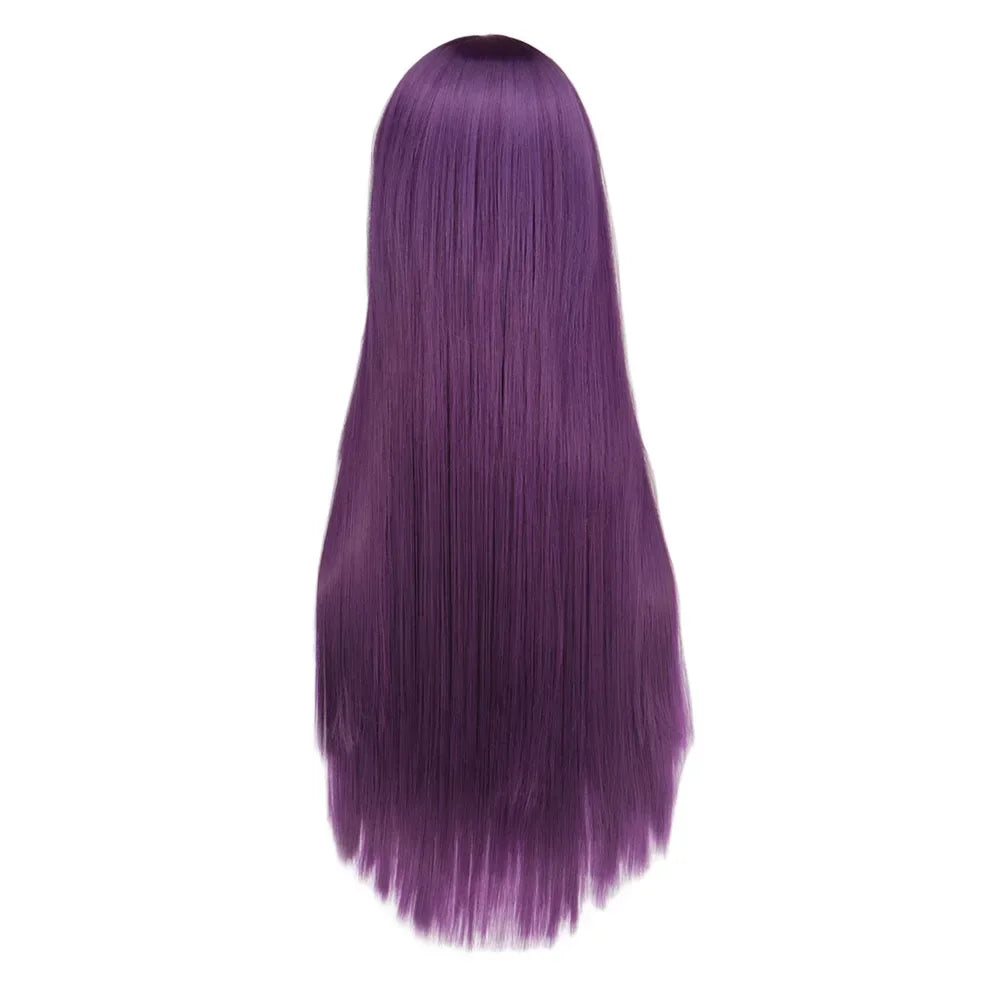 Doki Doki Literature Club Yuri Women Long Straight Wig Women Purple Costume Heat Resistant Synthetic Hair Party Role Play Wigs