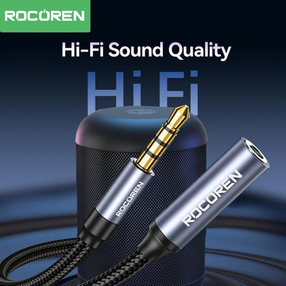 Rocoren AUX Cable 3.5mm Jack Male to Female Audio Extension Speaker Cable Converter for Phone Headphones Laptops Tablets Adapter