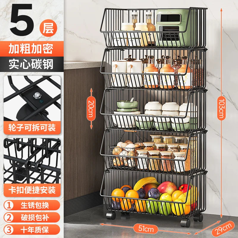 주방수납 Rolling Storage Cart Multipurpose Rustproof Modern Storage Cart Kitchen Multi-layer Trolley with Wheel Kitchen Furniture