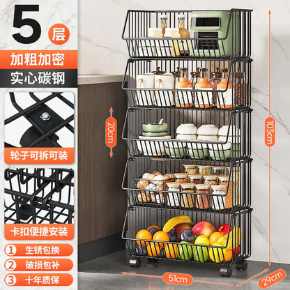 주방수납 Rolling Storage Cart Multipurpose Rustproof Modern Storage Cart Kitchen Multi-layer Trolley with Wheel Kitchen Furniture