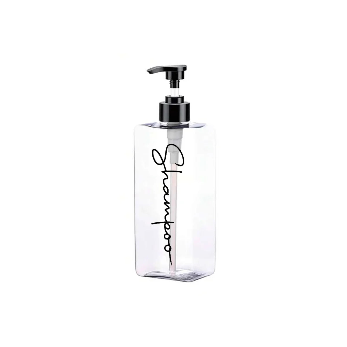 3 Transparent Square Refillable Shampoo and Conditioner Dispensers, 400ml Each, with 3 Waterproof Labels