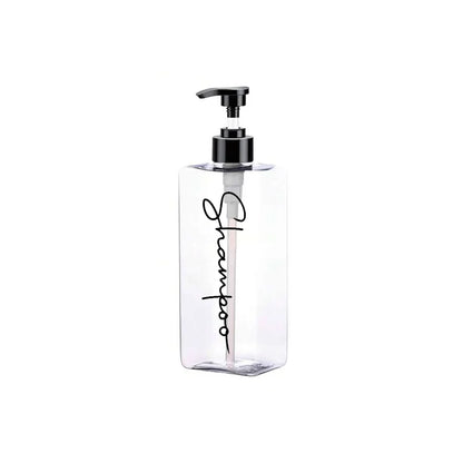 3 Transparent Square Refillable Shampoo and Conditioner Dispensers, 400ml Each, with 3 Waterproof Labels
