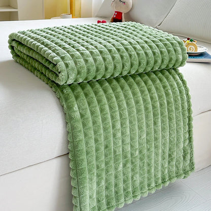 New Simple 3D Plaid Blanket Autumn Winter Soft Warm Multi-functional Sofa Blankets Cozy Durable Artificial Rabbit Plush Blanket