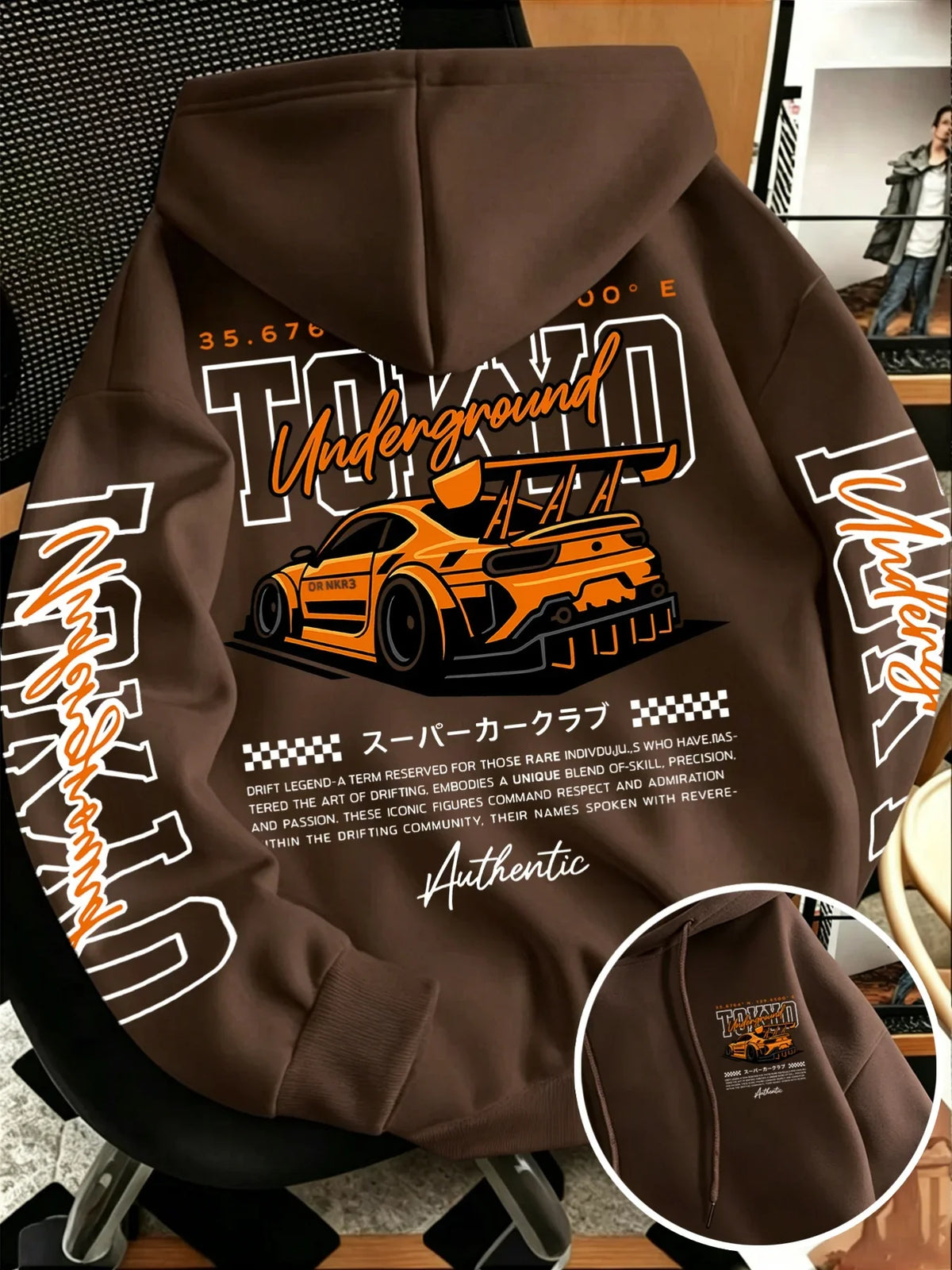 Tokyo JDM Race Car Hoodie Unisex Oversized Double Sided Print Hip Hop Streetwear Pullover Sweatshirt Car Enthusiast Autumn