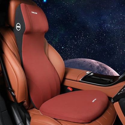 Car Leather Headrest Lumbar Support Memory Foam Car Rest Neck Pillow Back Cushion Seat Waist Supports Car Interior Accessories