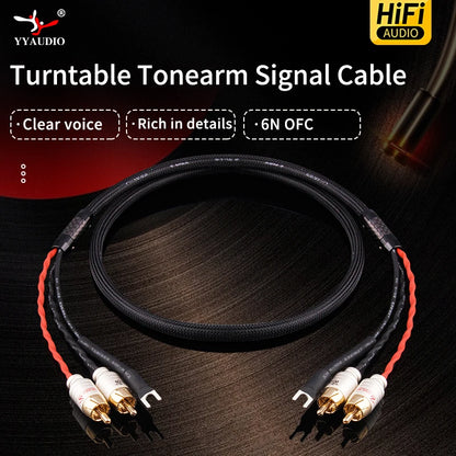 Audio 2RCA Cable with Ground Wire Black tape player LP Vinyl Record Player Amplifier Chassis Gold Plated plug