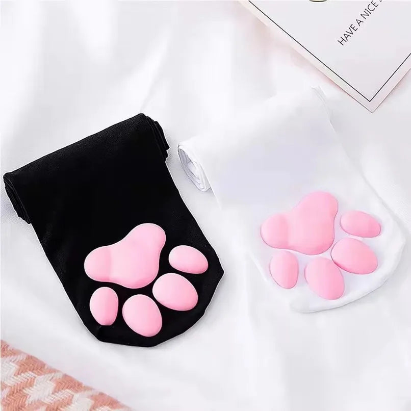 Womens Over Above Knee Socks Thigh High Stockings Kitten Claw Cat Paw Pad Ladies pink 3D Long Sock Cosplay Harajuku Y2k female