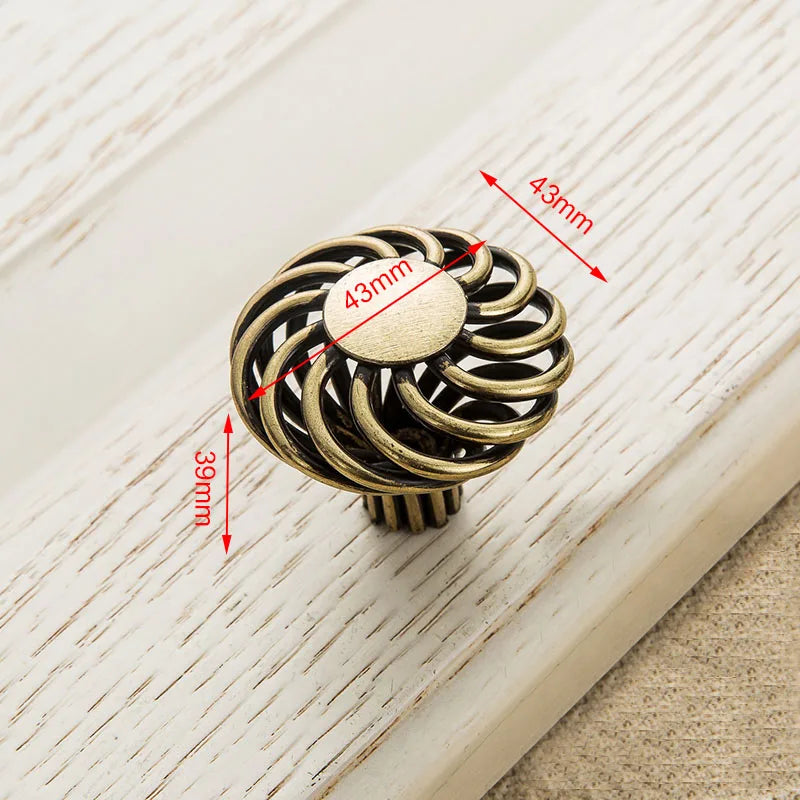 Vintage Antique Bronze Cabinet Handles Hollow Out Birdcage Handles Drawer Knobs Wardrobe Door Pullers Furniture Handle