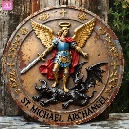 CIFBUY Retro Vintage Archangel Michael Aluminum Wall Art Weatherproof Durable Alloy Decor for Home Kitchen Cafe Prayer
