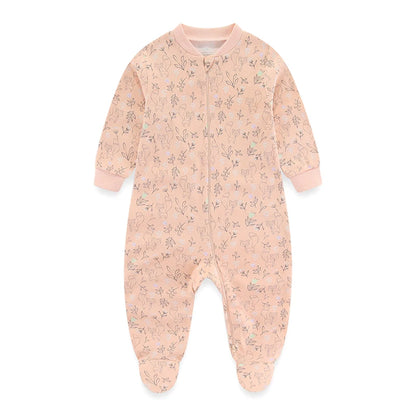 Kiddiezoom 0-12Months Cartoon 1/2 Pieces Long Sleeve Zipper Baby Boys Girl Romper 100%Cotton Soft newborn Jumpsuits