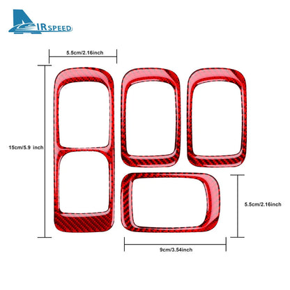 Real Soft Carbon Fiber Sticker For Porsche Cayenne 2003 2004 2005 2006 2007 2008 2009 2010 Window Lifting Button Frame Panel