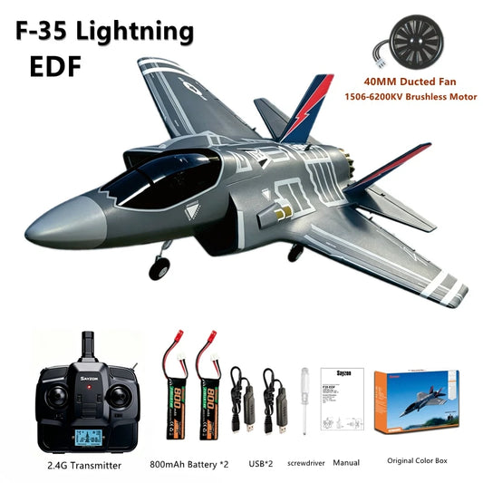 F‑35 Lightning RC Aircraft 40MM Ducted‑Fan Durable EPP 6‑Axis Gyro System 2.4G One‑Click Aerobatic Flight 4CH Glider RTF